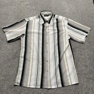 Monzini Collection Shirt Mens Medium Striped Button Up Short Sleeve USA